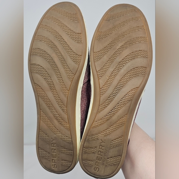 Sperry Womens Top-Sider Koifish Maroon Sparkle Chambray Boat Canvas Slip On Sz 6 - Picture 10 of 12